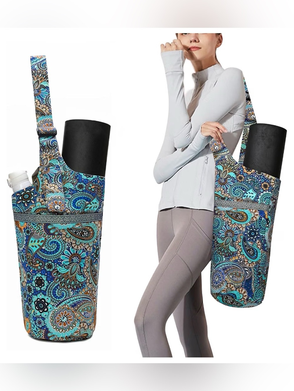 IwIeIaIrI Yoga Mat Bag Cylinder for Women with Large Zipper Pocket